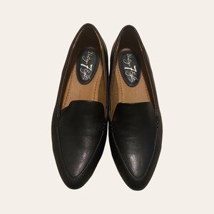 Black Pointed Toe Faux Leather Vintage 7 Eight Loafer Shoes